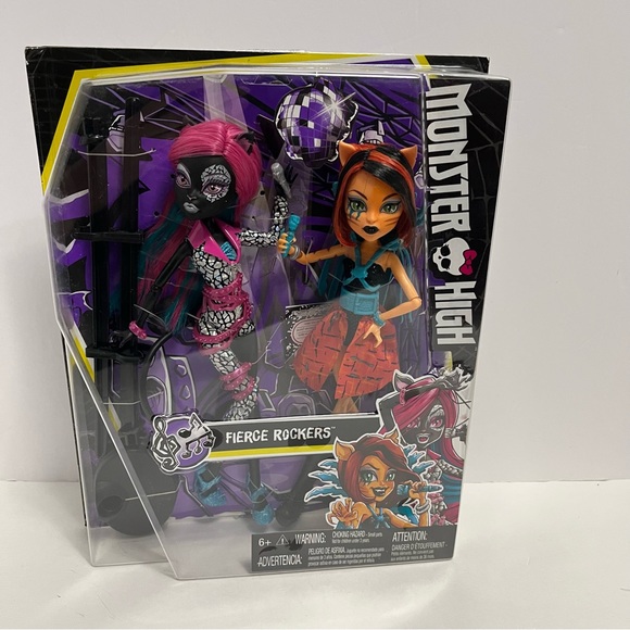 MONSTER HIGH DOLL FIERCE ROCKERS CATTY NOIR AND TORALEI STRIPE NRFB NWT - Picture 4 of 11
